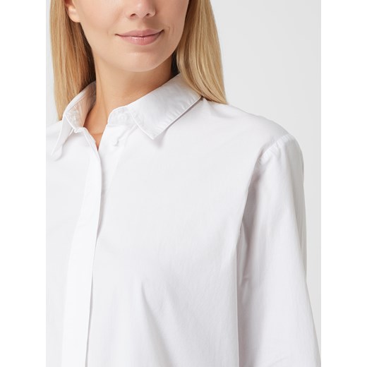 Biała koszula damska Esprit z tkaniny z kołnierzykiem 