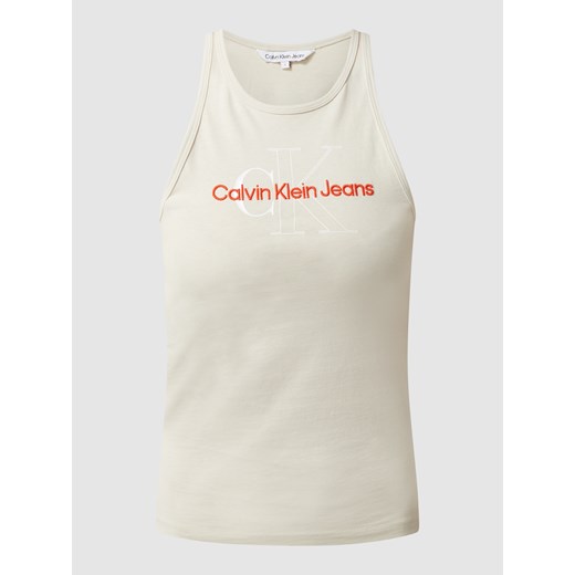 Bluzka damska Calvin Klein z okrągłym dekoltem z haftem 