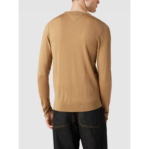 Sweter wełniany z wyhaftowanym logo i dodatkiem jedwabiu Tommy Hilfiger L Peek&Cloppenburg wyprzedaż