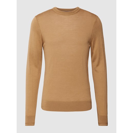 Sweter wełniany z wyhaftowanym logo i dodatkiem jedwabiu Tommy Hilfiger XL Peek&Cloppenburg wyprzedaż