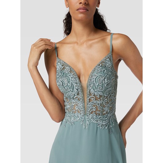 Sukienka Luxuar Fashion z szyfonu elegancka wieczorowa na ramiączkach maxi 