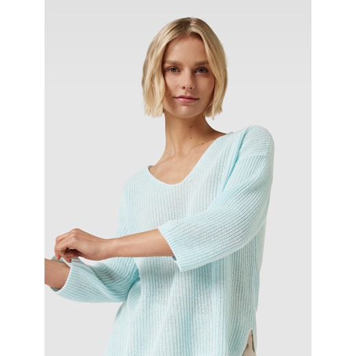 Sweter damski Part Two z dzianiny z dekoltem w serek