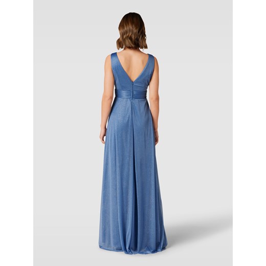 Sukienka niebieska Troyden Collection z dekoltem w serek na ramiączkach 