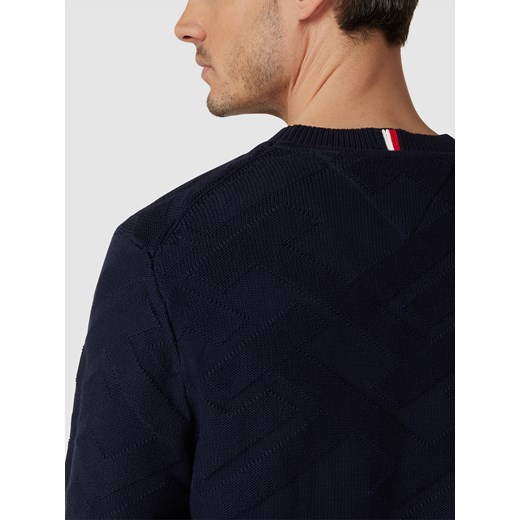 Sweter z dzianiny z fakturowanym wzorem model ‘MONOGRAM’ Tommy Hilfiger XXL promocyjna cena Peek&Cloppenburg 