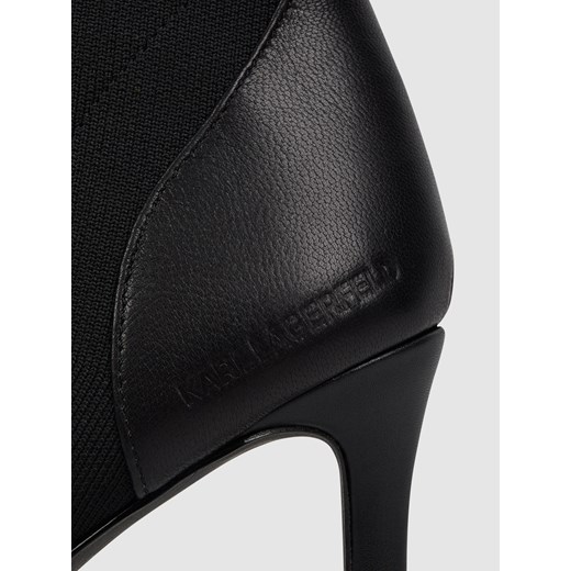 Kozaki damskie Karl Lagerfeld na obcasie eleganckie z tkaniny