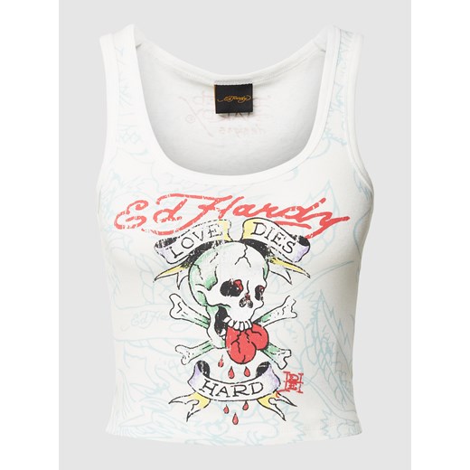 Top z nadrukiem z motywem model ‘LOVE-DIES-HARD’ Ed Hardy M Peek&Cloppenburg okazja
