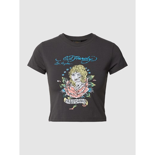 T-shirt krótki z nadrukowanym motywem model ‘CALIFORNIA DREAMER’ Ed Hardy XS okazja Peek&Cloppenburg