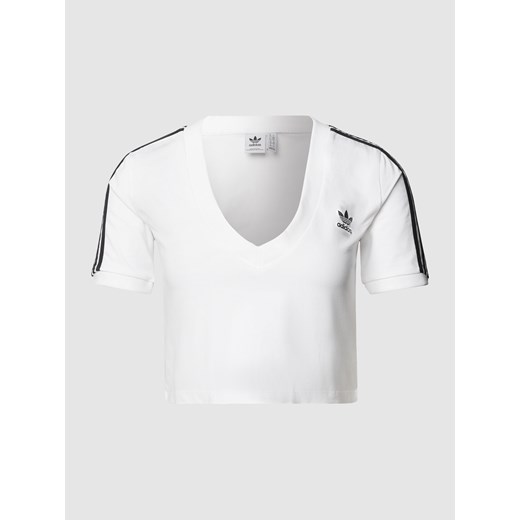T-shirt o krótkim kroju z paskami z logo 38 Peek&Cloppenburg  wyprzedaż