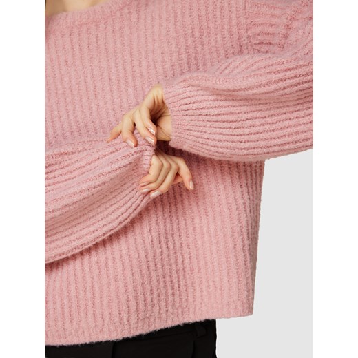 Sweter damski różowy Jake*s z okrągłym dekoltem