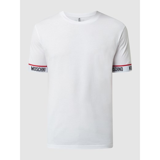 T-shirt męski Moschino młodzieżowy biały z krótkim rękawem 