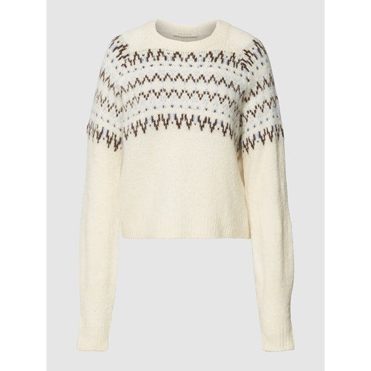 Sweter damski Review z okrągłym dekoltem jesienny w nadruki