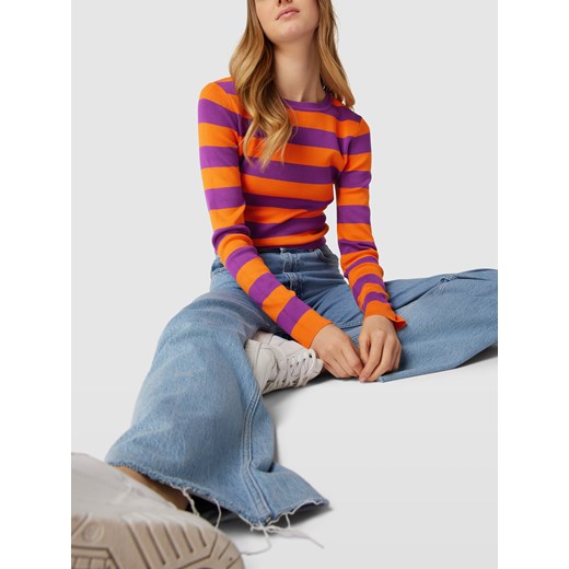 Sweter damski Jake*s dzianinowy w paski z okrągłym dekoltem