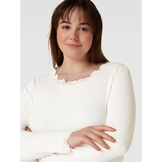 Bluzka PLUS SIZE z długim rękawem i prążkowaną fakturą model ‘Zamond’ Fransa Plus 50-52 wyprzedaż Peek&Cloppenburg