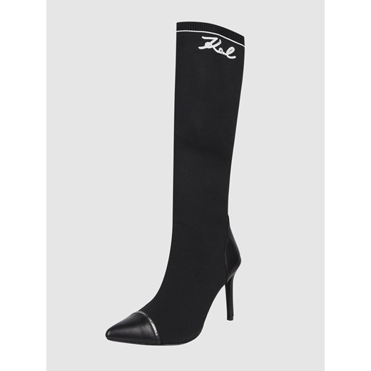 Kozaki damskie czarne Karl Lagerfeld z cholewką przed kolano eleganckie na zimę