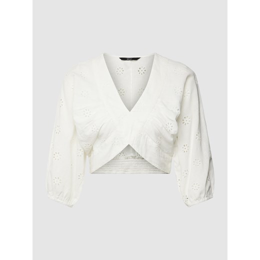 Bluzka krótka z ażurowym wzorem model ‘MAJA’ Vero Moda XL okazyjna cena Peek&Cloppenburg 