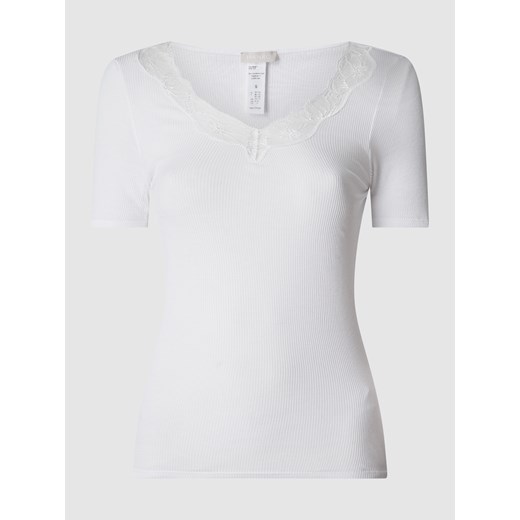T-shirt z obszyciem koronką model ‘Lace Delight’ Hanro L Peek&Cloppenburg 