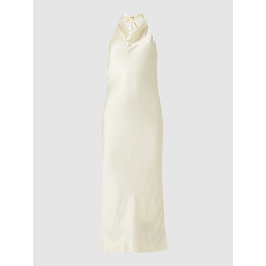 Sukienka Gina Tricot beżowa na studniówkę maxi dopasowana