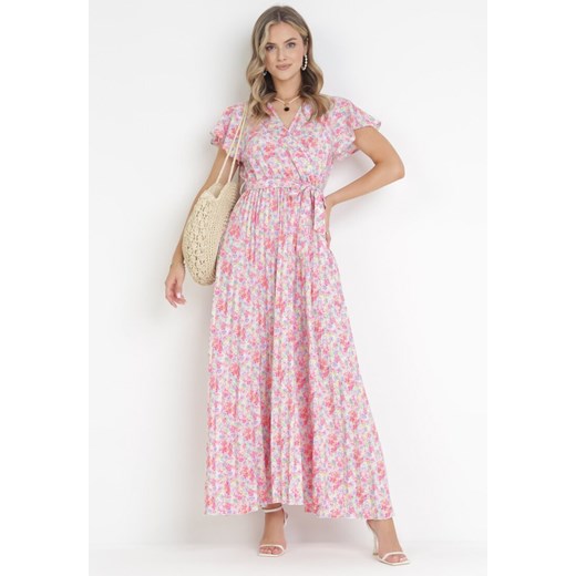 Sukienka Born2be boho maxi z krótkimi rękawami 