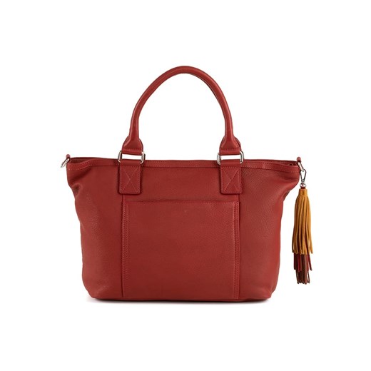 The Trend Skórzana torebka w kolorze czerwonym - 33 x 28 x 14 cm The Trend onesize promocyjna cena Limango Polska