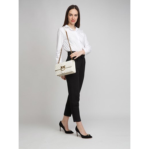 Pinko Skórzana torebka w kolorze białym - 27 x 16 x 8 cm Pinko onesize wyprzedaż Limango Polska