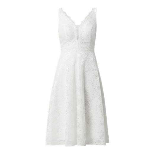 Sukienka biała Troyden Collection na ramiączkach elegancka koronkowa 