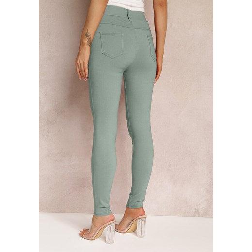 Zielone Spodnie Skinny z Talią High Waist Malga Renee L Renee odzież okazja