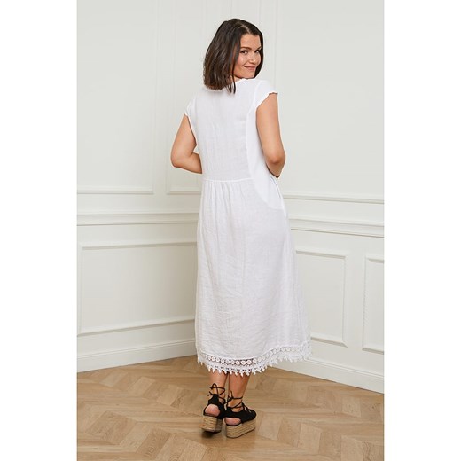 Curvy Lady Lniana sukienka w kolorze białym Curvy Lady 44/46 wyprzedaż Limango Polska