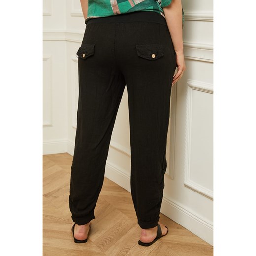 Curvy Lady Lniane spodnie w kolorze czarnym Curvy Lady 48/50 Limango Polska okazja