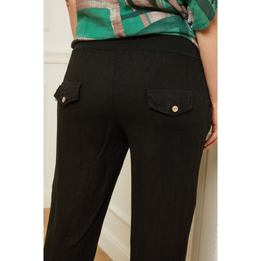 Curvy Lady Lniane spodnie w kolorze czarnym Curvy Lady 48/50 promocja Limango Polska