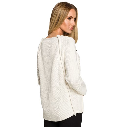 made of emotion Sweter w kolorze ecru S/M Limango Polska wyprzedaż