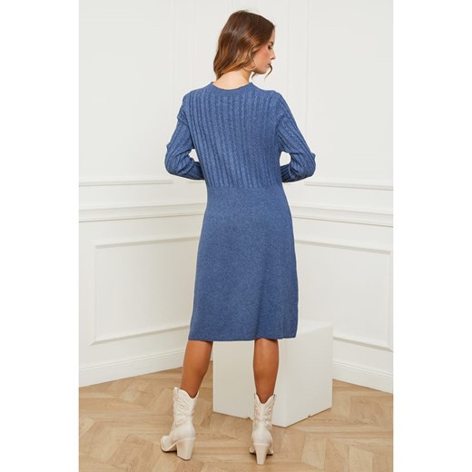 So Cachemire Sukienka dzianinowa &quot;Garcy&quot; w kolorze niebieskim So Cachemire L Limango Polska wyprzedaż
