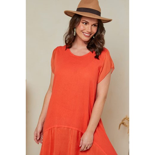 Curvy Lady Lniana sukienka w kolorze pomarańczowym Curvy Lady 44/46 promocja Limango Polska