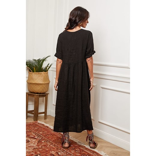 La Compagnie Du Lin Lniana sukienka w kolorze czarnym La Compagnie Du Lin XXL okazyjna cena Limango Polska