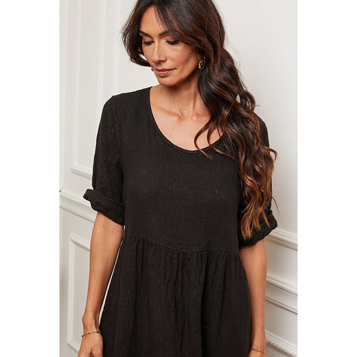 La Compagnie Du Lin Lniana sukienka w kolorze czarnym La Compagnie Du Lin M Limango Polska promocja