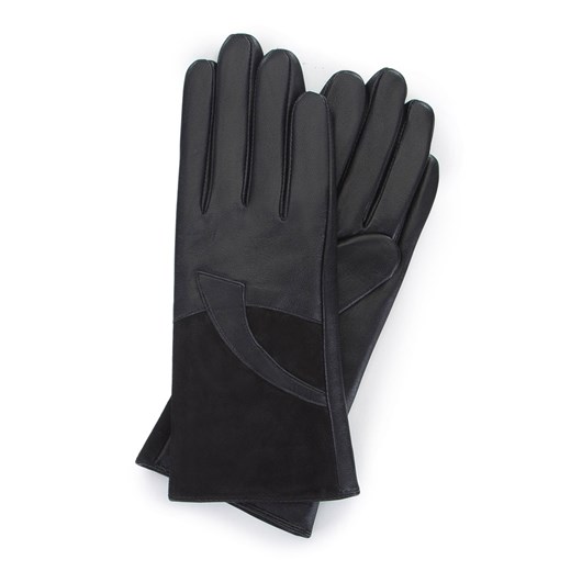 Damskie rękawiczki skórzane proste czarne ze sklepu WITTCHEN w kategorii Rękawiczki damskie - zdjęcie 160889216