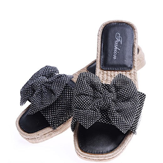 Czarne klapki dla dziewczynki kokarda /F8-1 14592 T198/ ze sklepu Pantofelek24.pl w kategorii Klapki dziecięce - zdjęcie 160907726