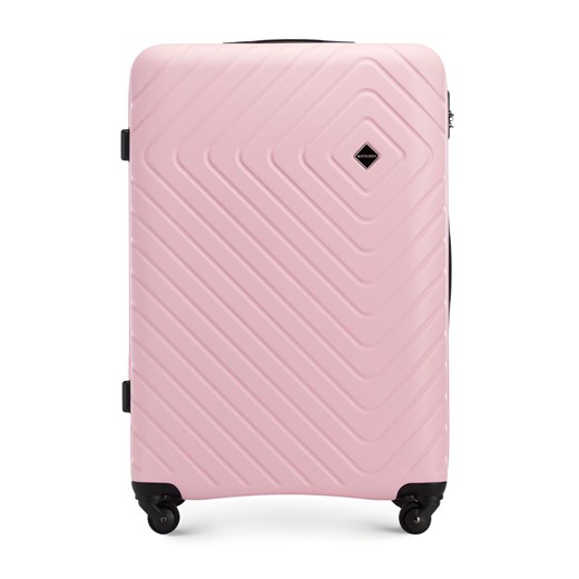 Duża walizka z ABS-u z geometrycznym tłoczeniem jasny różowa ze sklepu WITTCHEN w kategorii Walizki - zdjęcie 160910866