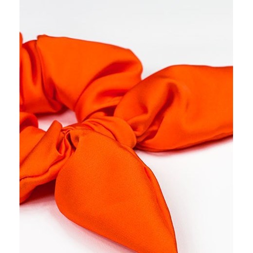 Gumka do włosów - satynowa ciemny pomarańcz z ozdobną kokardą uniwersalny BOHOMOSS okazja