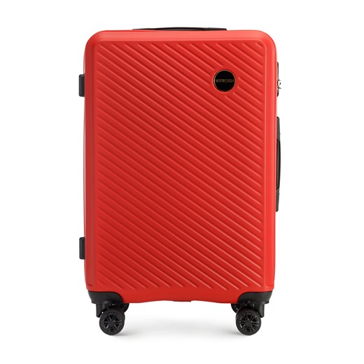 Średnia walizka z ABS-u w ukośne paski czerwona ze sklepu WITTCHEN w kategorii Walizki - zdjęcie 160927417
