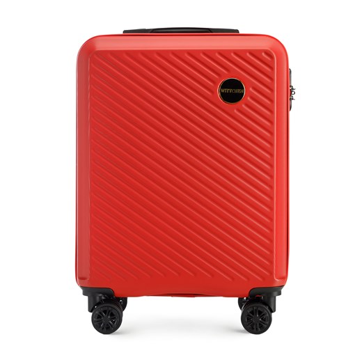 Walizka kabinowa z ABS-u w ukośne paski czerwona ze sklepu WITTCHEN w kategorii Walizki - zdjęcie 160927435