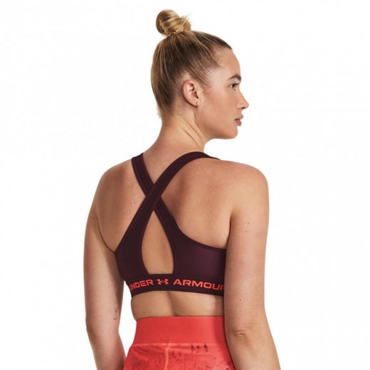 Biustonosz treningowy  Under Armour UA Crossback Mid Bra - bordowy ze sklepu Sportstylestory.com w kategorii Biustonosze - zdjęcie 160931777