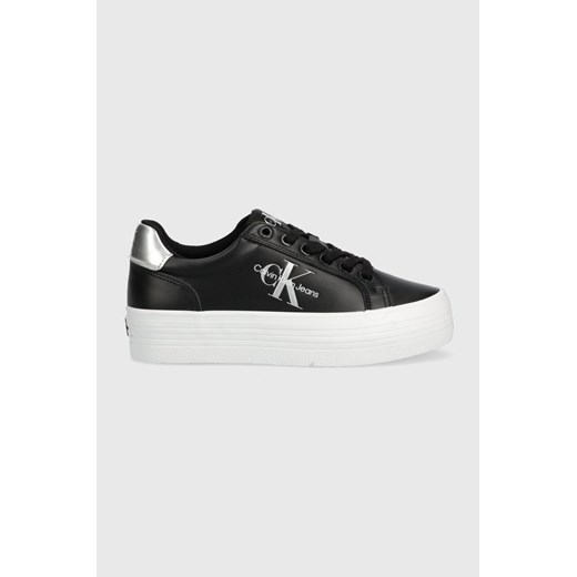 Calvin Klein Jeans sneakersy skórzane VULC FLATFORM LACEUP kolor czarny 37 ANSWEAR.com