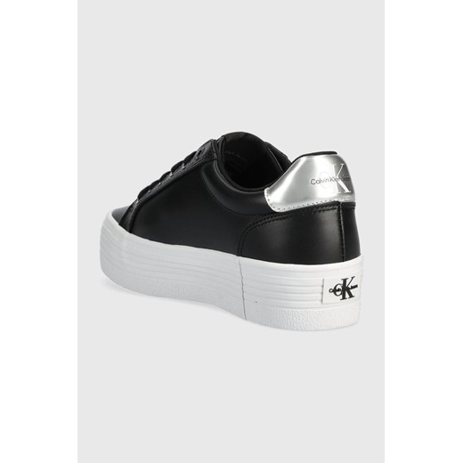 Calvin Klein Jeans sneakersy skórzane VULC FLATFORM LACEUP kolor czarny 37 ANSWEAR.com