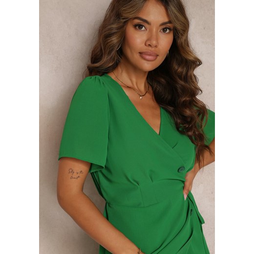 Zielona Sukienka Midi z Kopertowym Dekoltem i Wiązaniem w Pasie Elisanu Renee M Renee odzież okazyjna cena
