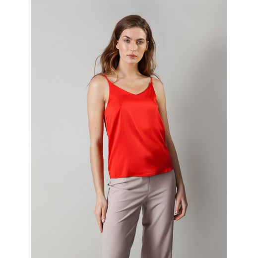 Czerwony satynowy top na cienkich ramiączkach ze sklepu Molton w kategorii Bluzki damskie - zdjęcie 160938368