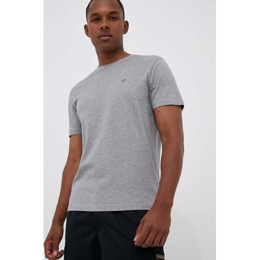 Napapijri t-shirt bawełniany kolor szary melanżowy ze sklepu ANSWEAR.com w kategorii T-shirty męskie - zdjęcie 160938756