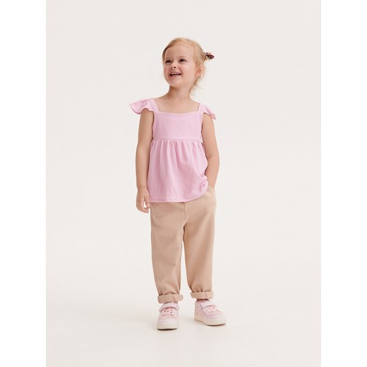 Reserved - Bluzka z falbanami - różowy ze sklepu Reserved w kategorii Koszulki niemowlęce - zdjęcie 160939515