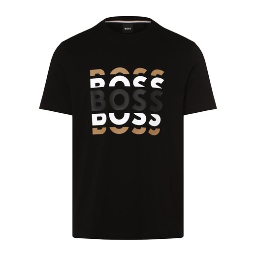 BOSS T-shirt męski Mężczyźni Bawełna czarny nadruk ze sklepu vangraaf w kategorii T-shirty męskie - zdjęcie 160941255