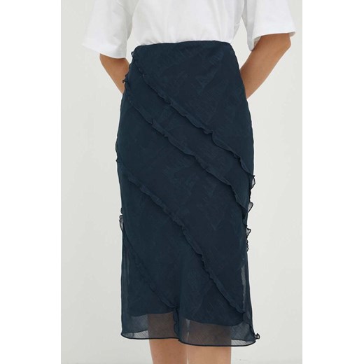 Samsoe Samsoe spódnica kolor granatowy midi prosta ze sklepu ANSWEAR.com w kategorii Spódnice - zdjęcie 160945678
