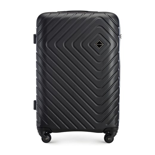 Średnia walizka z ABS-u z geometrycznym tłoczeniem czarna ze sklepu WITTCHEN w kategorii Walizki - zdjęcie 160947579